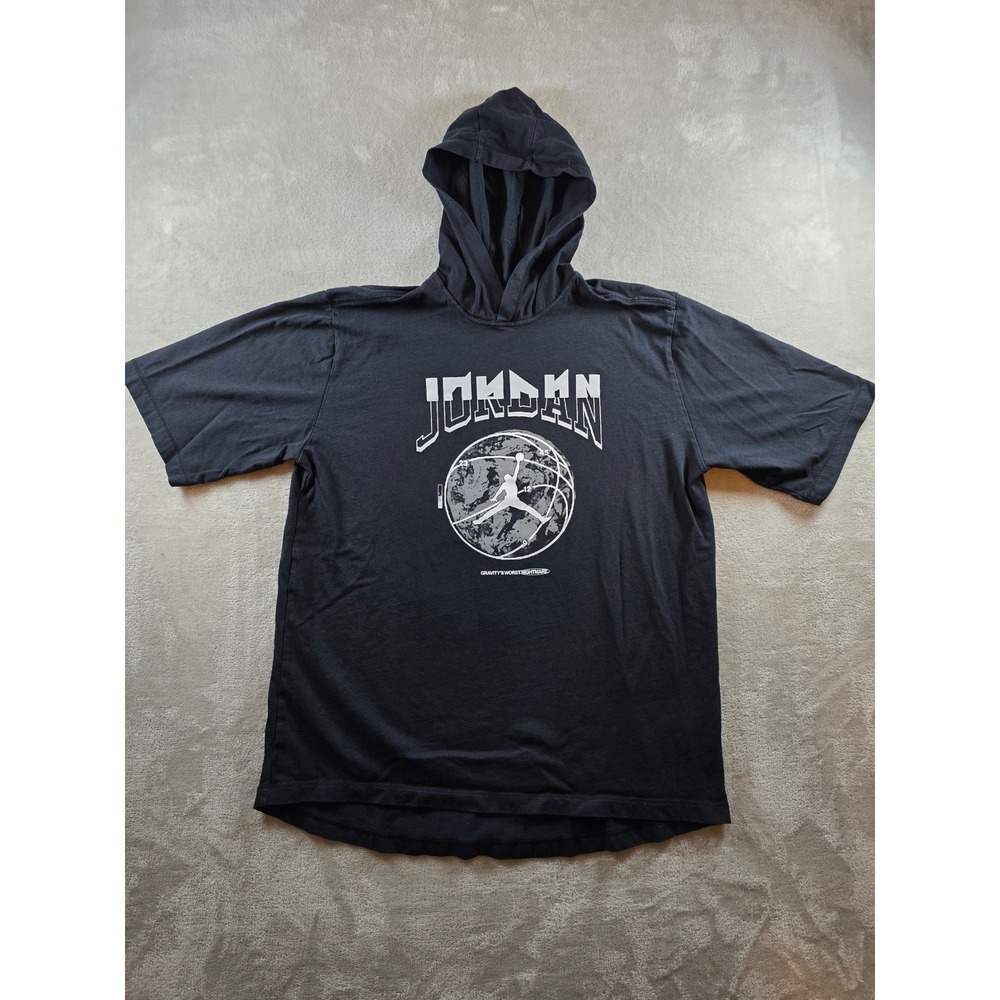 Jordan Hoodie Mens L Black Light Graphic Short Sleeve Gravitys Nightmare *Read